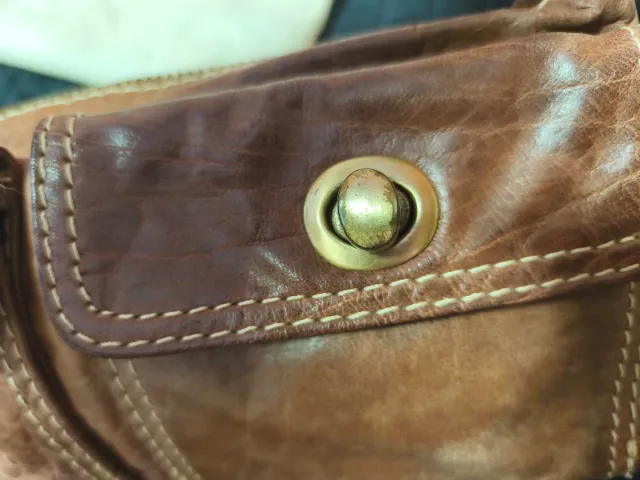 Bolso piel Mango marrón