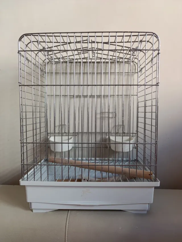 Jaula para ninfa plateada y blanca