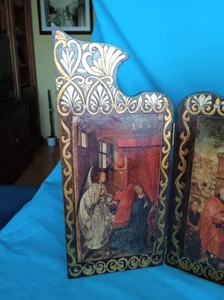 Trittico religioso in legno