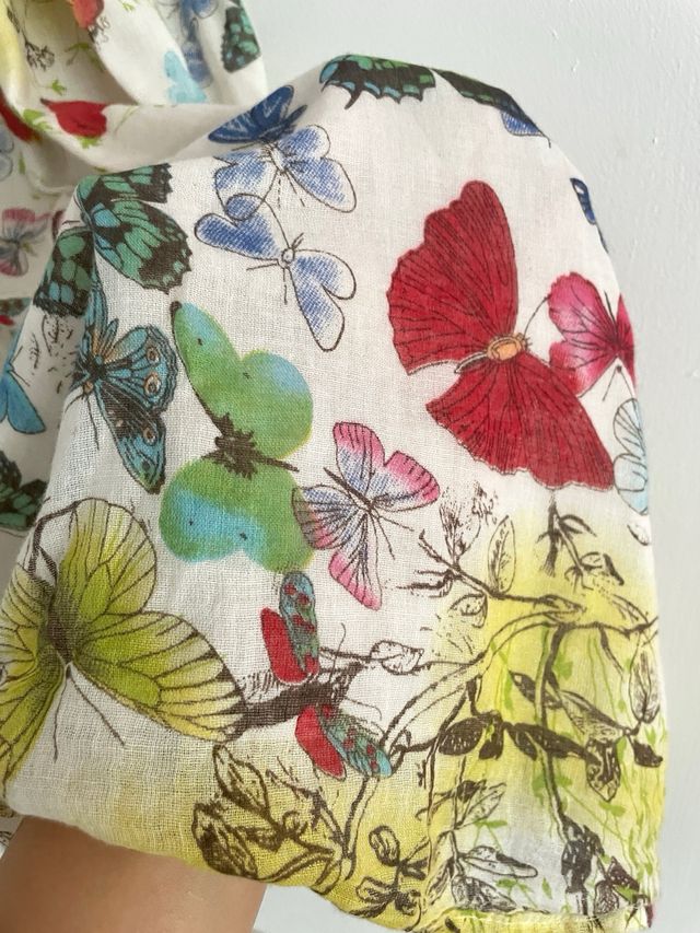 Gonna lunga in cotone con stampa a farfalle