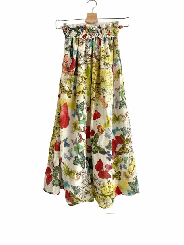 Gonna lunga in cotone con stampa a farfalle