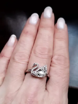 Anillo Plata 925 Cisne Circonitas Ajustable