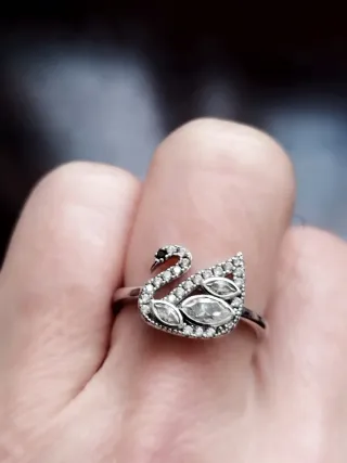 Anillo Plata 925 Cisne Circonitas Ajustable