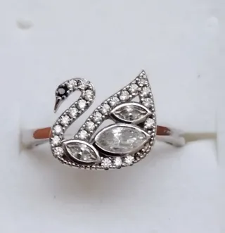 Anillo Plata 925 Cisne Circonitas Ajustable