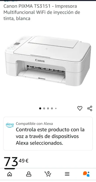 Stampante multifunzione Canon PIXMA TS3151 bianca