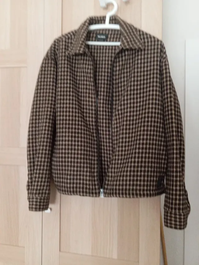 Sobrecamisa cuadros chico beige/marrón