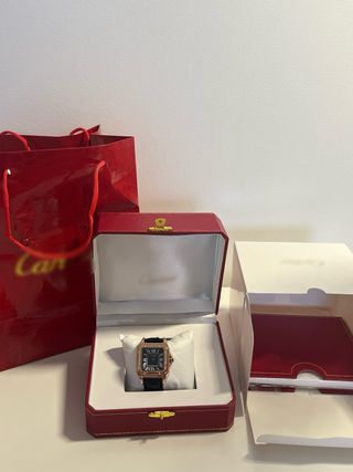 Reloj Cartier Santos Oro Rosa Negro