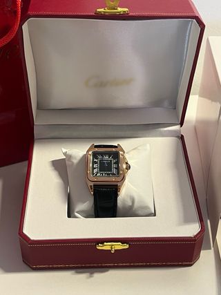 Reloj Cartier Santos Oro Rosa Negro