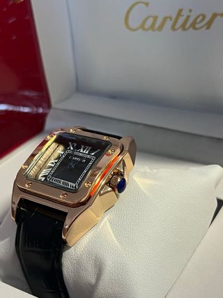 Reloj Cartier Santos Oro Rosa Negro