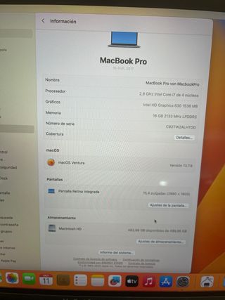 MacBook Pro 15 i7 16GB RAM 500GB SSD