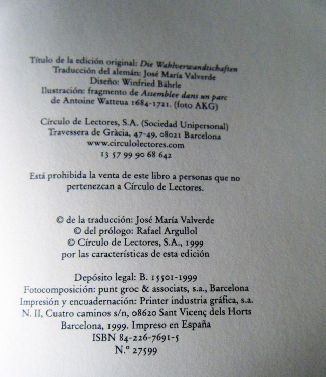 Goethe – Las afinidades selectivas