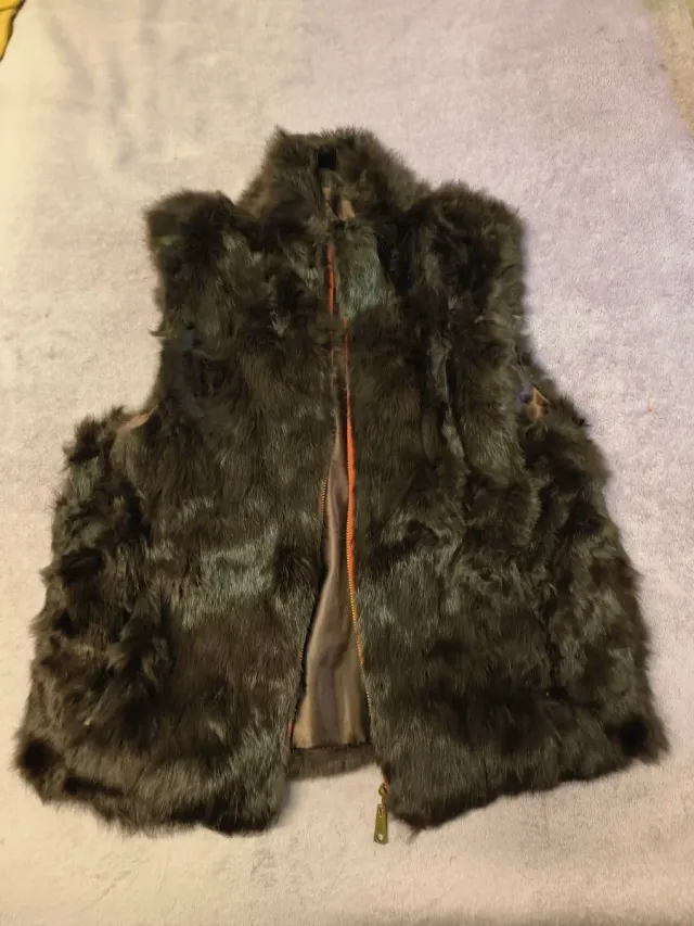 Chaleco de pelo de conejo maron
