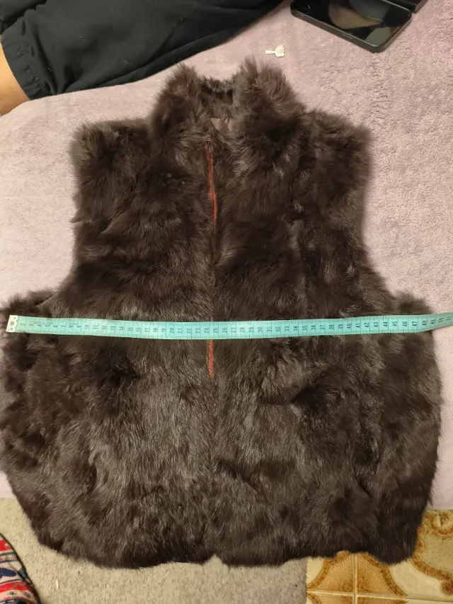 Chaleco de pelo de conejo maron