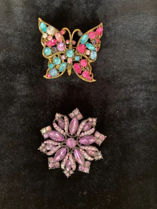 Broches vintage mariposa y flor