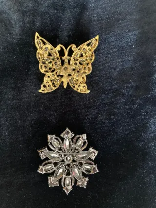 Broches vintage mariposa y flor