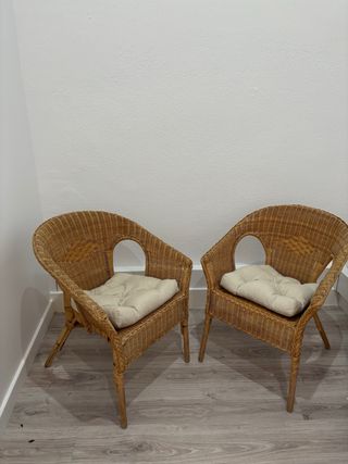 2 Sillas Mimbre Ikea Beige/Marrón