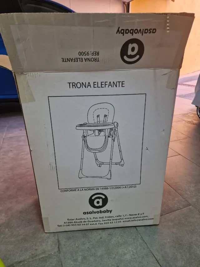 Trona bebé plegable y regulable. Modelo elefante.