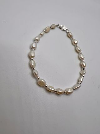 Pulsera Plata Ley Perla Natural