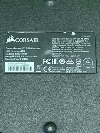 Teclado Corsair K55 RGB PRO - Tecla rota