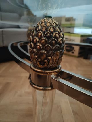 Mesa de centro de cristal, metal y metacrilato 