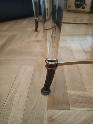 Mesa de centro de cristal, metal y metacrilato 