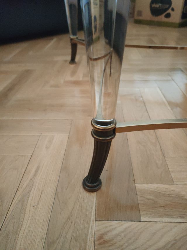 Mesa de centro de cristal, metal y metacrilato 