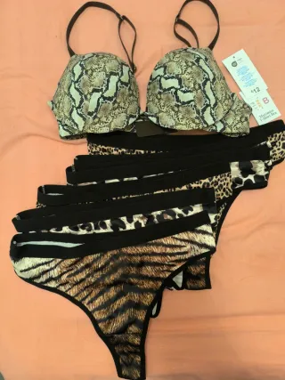 Conjunto Sujetador y Bragas 36B Animal Print