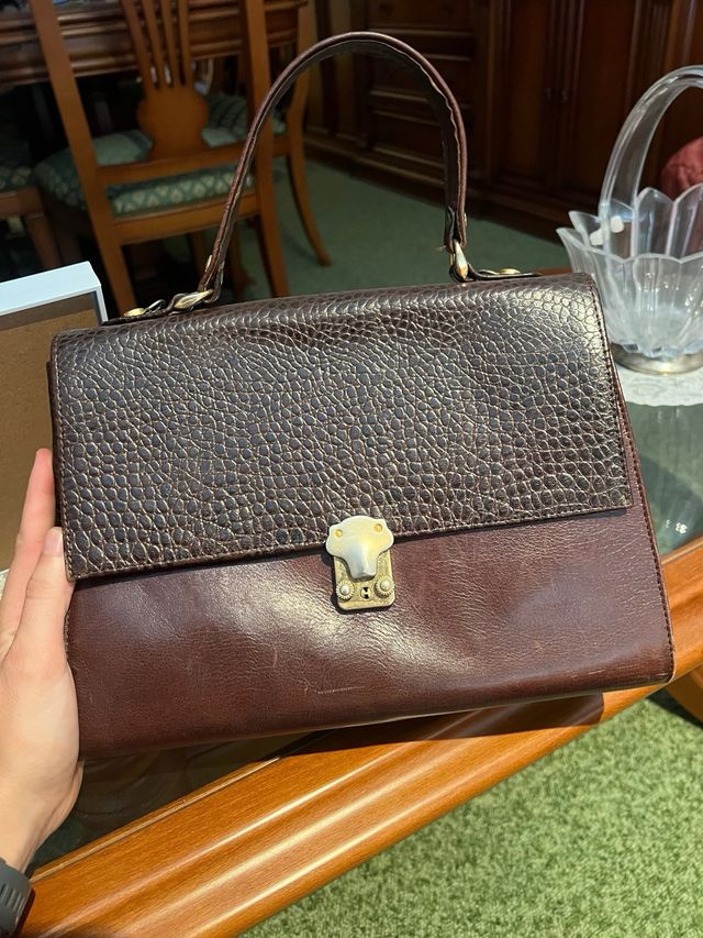 Bolso vintage piel marrón