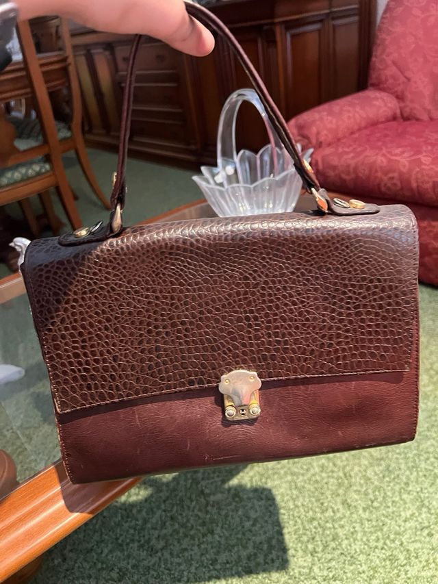 Bolso vintage piel marrón