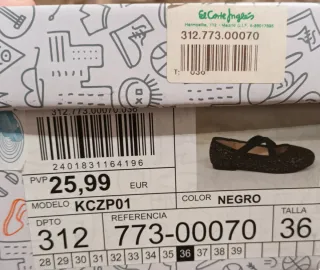 Zapatos negros El Corte Inglés Talla 36