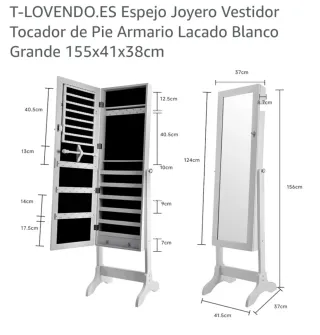 Espejo Joyero Tocador Blanco Grande