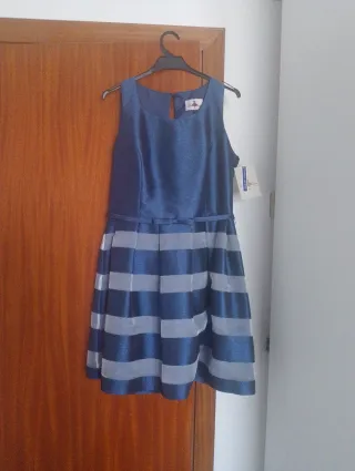 Vestido azul y gris con rayas SIN ESTRENAR 