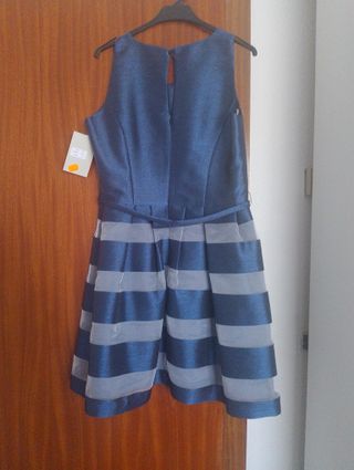 Vestido azul y gris con rayas SIN ESTRENAR 