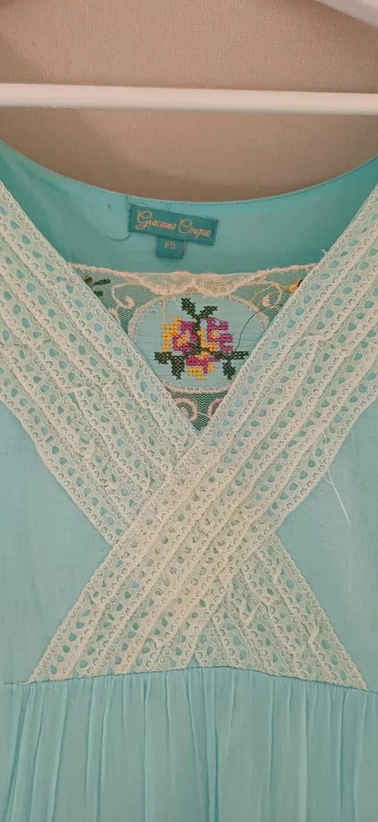 Vestido Antica Sartoria Turquesa Bordado Talla Úni