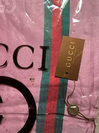 Fular Seda Gucci Rosa Verde Sin Estrenar
