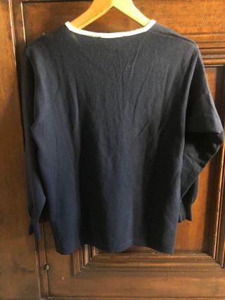 Maglione pura lana blu e bianco