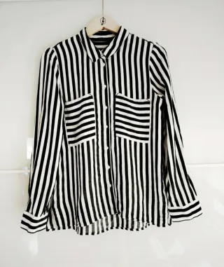 Camisa Zara Rayas Blanco y Negro