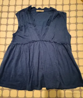 Blusa sin mangas Easy Wear azul talla M