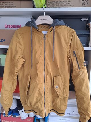 Chaqueta bomber Pull&Bear amarilla/mostaza y gris