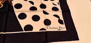 Pañuelo Seda Christian Dior Negro Blanco