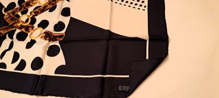 Pañuelo Seda Christian Dior Negro Blanco