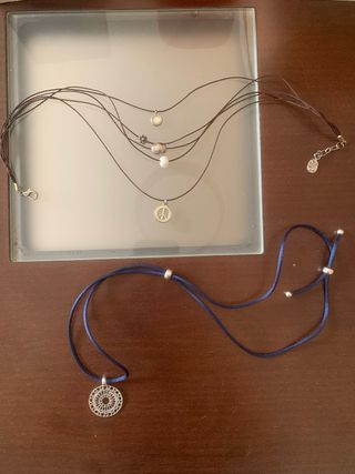 Colgantes plata y cordón azul