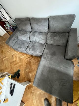 Sofá modular gris de tela