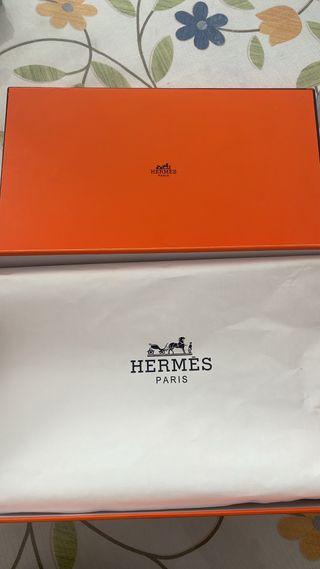 Scatola originale Hermes arancione e bianca con borsa