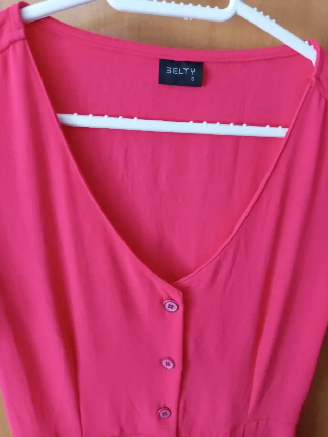 Vestido rosa botones manga corta