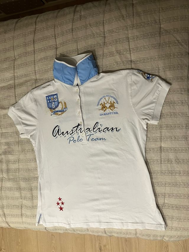 Polo La Martina Blanco y Azul Sin Uso