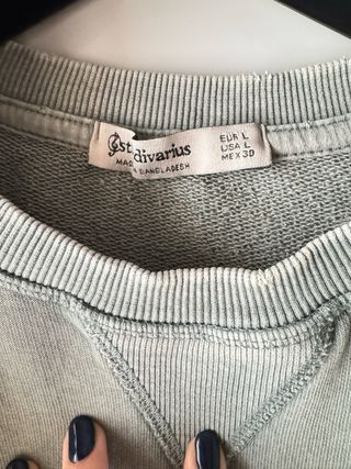 green vintage-effect cotton crop jumper