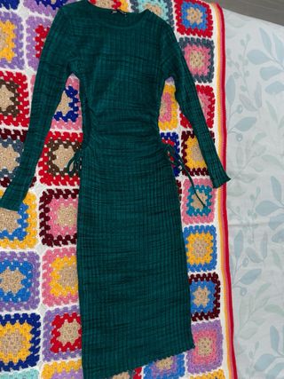Vestido largo elástico Zara verde