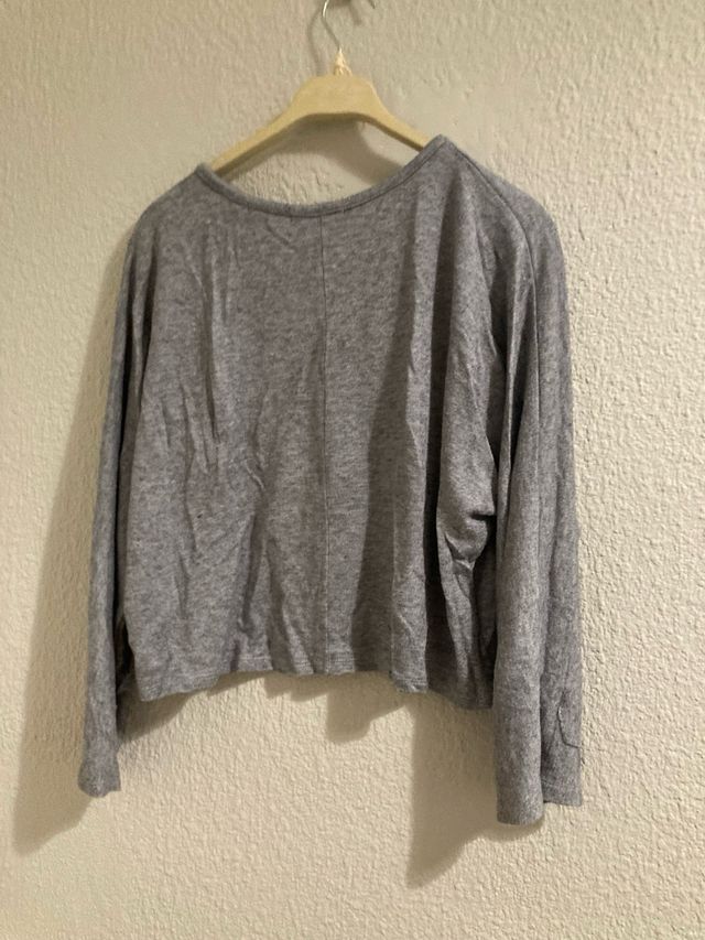 Jersey gris manga larga mujer