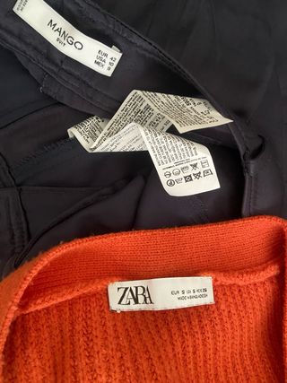 Conjunto Zara Pantalón Satén y Jersey Naranja.